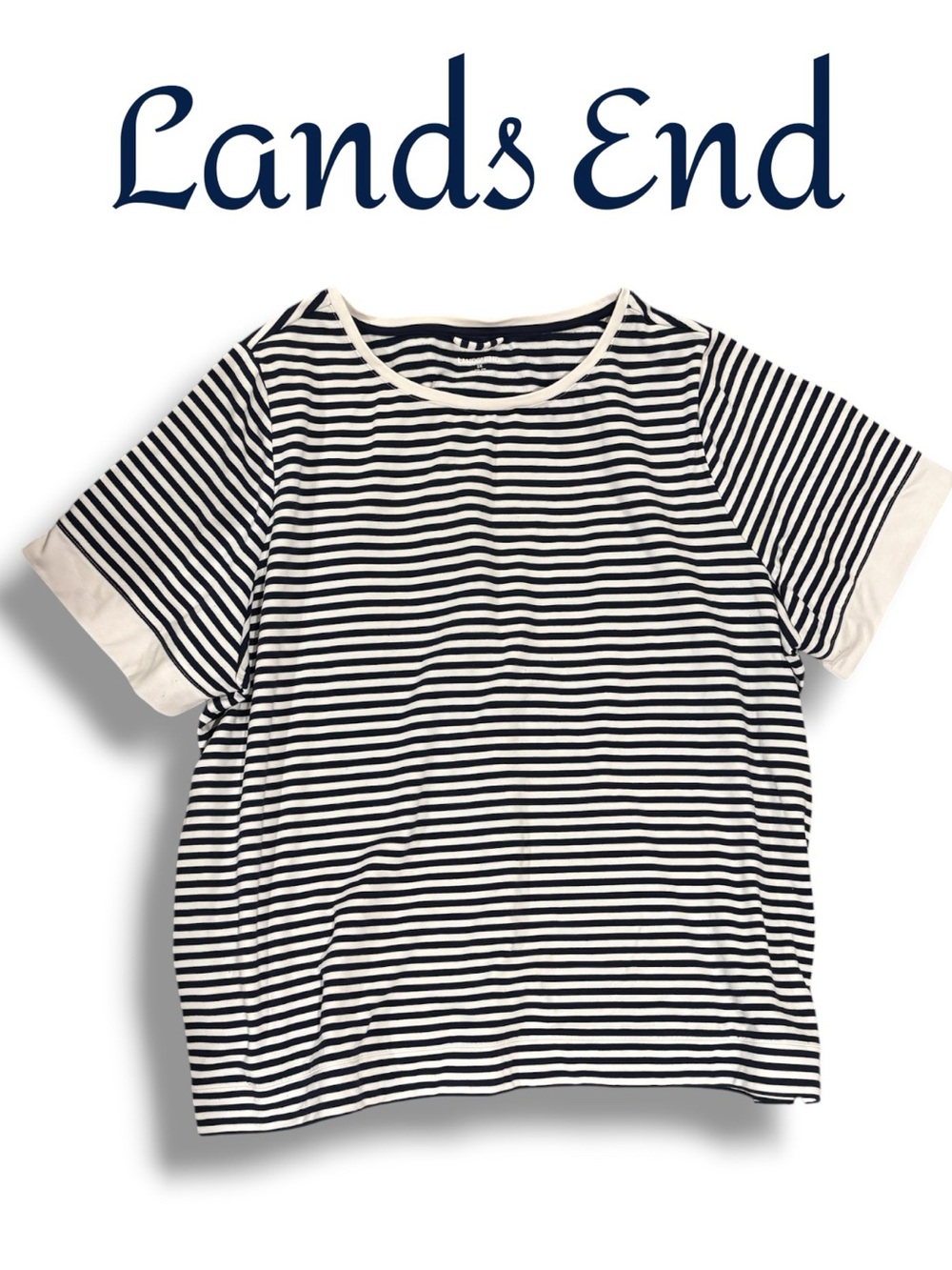 Lands' End Nautical Striped Short Sleeve Tee Plus Size 2X